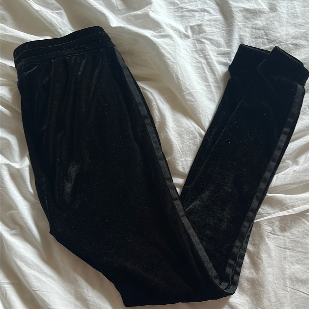 Adidas Velvet Joggers with Grosgrain Stripes in Black - Picture 4 of 4